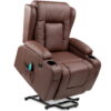 Best Choice Products Electric Power Lift Recliner Massage Chair Furniture w/ USB Port, Heat, Cupholders - Brown