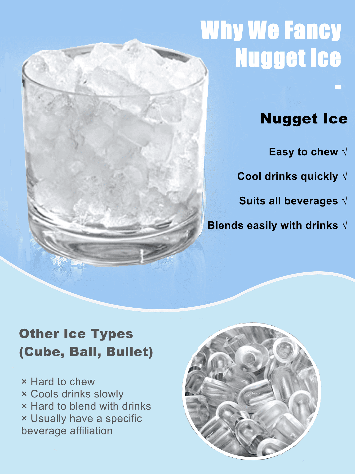 AICOOK Nugget Ice Maker For Countertop, Sonic Ice Maker Machine