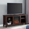 Walker Edison Traditional Fireplace TV Stand for TVs Up to 64" - Brown