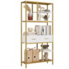 Homfa 5 Tier Bookshelf with Drawer, Metal Frame Tall Bookshelf with Display Shelves and Stands, Dark Brown