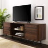 Desert Fields Thea Mid-Century Two-Door TV Stand for TVs up to 80", Dark Walnut