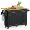 Bealife 52" Kitchen Island Carts with Storage on Wheels, Black