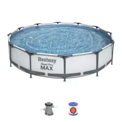 Bestway 56061US 12-Foot by 30-inch Steel Pro Round Frame Swimming Pool Set