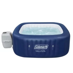 Coleman Atlantis SaluSpa 140 AirJet Square 4-6 Person Inflatable Hot Tub Spa with Cover, Blue