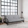 DHP Cleo Black Metal Arm Full Size Futon Frame with 6” Herringbone Mattress