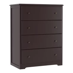 Homfa Dresser for Bedroom, Horizontal Dresser Chest with 4 Drawers, Dark Brown