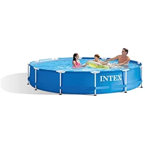 Intex 12 Ft x 30 Inches Metal Frame Set Above Ground Swimming Pool with Filter & Cover