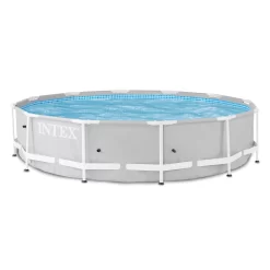 Intex 12 ft x 30 in Prism Frame Round Above Ground Swimming Pool, (No Pump)