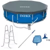 Intex 12 x 2.5 Foot Metal Frame Above Ground Pool with Filter and Accessories