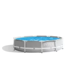Intex 26701EH 10ft x 30in Prism Frame Above Ground Circle Swimming Pool & Filter Pump, Gray