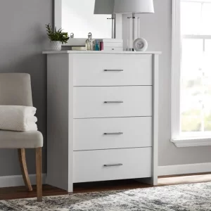 Mainstays Hillside 4-Drawer Dresser, White Finish