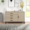 Mainstays Industrial 4 Drawer Dresser W/ Door Cabinet, Beige Oak
