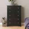 Prepac Sonoma 5 Drawer Wooden Dresser Chest, 16" x 31.5" x 45.25", Black