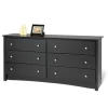 Prepac Sonoma 6 Drawer Wooden Double Dresser, 16" x 59" x 29", Black