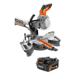 RIDGID R48607B-AC840040 18V Brushless 7-1,4 in. Dual Bevel Sliding Miter Saw with 18V 4.0 Ah MAX Output Lithium-Ion Battery