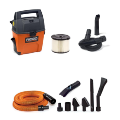 RIDGID WD3050C 3 Gallon 3.5 Peak HP Portable Wet Dry Shop Vacuum with Built in Dust Pan, LED Lighted Car Nozzle and Car Cleaning Kit