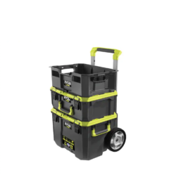 RYOBI STM201-STM102-STM104 LINK Rolling Tool Box with LINK Medium Tool Box and LINK Tool Crate