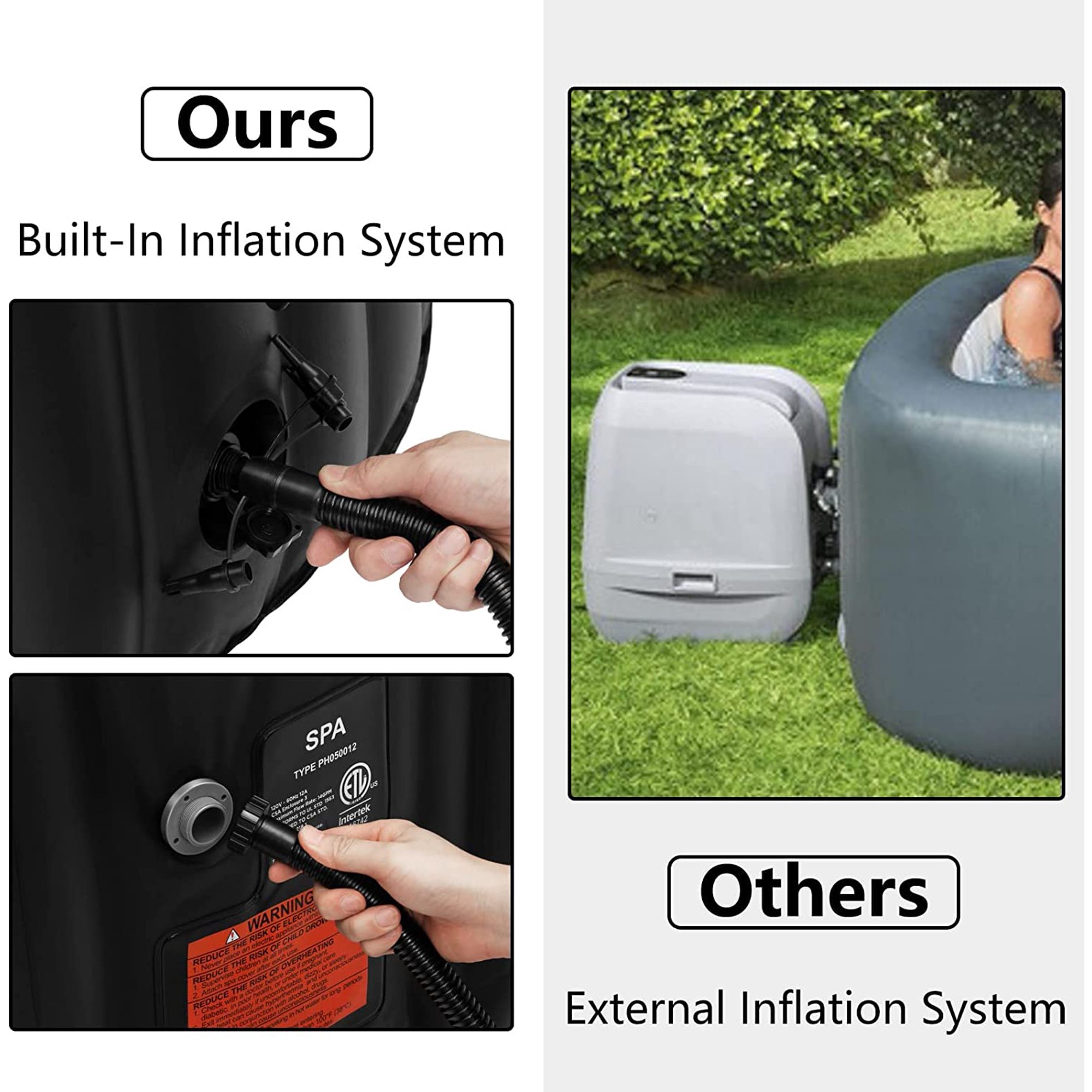 SZHOSMUN Inflatable Hot Tub Spa for 24 Person, Portable Outdoor Hot