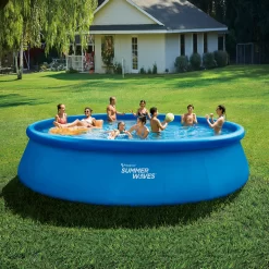 Summer Waves 18 ft Quick Set Above Ground Pool, Round, Blue, Ages 6+, Unisex
