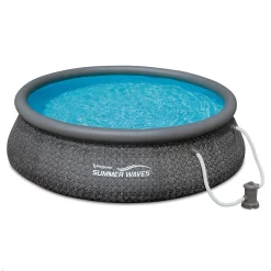 Summer Waves Quick Set 12’ x 36” Inflatable Above Ground Pool with Pump, Dark Gray