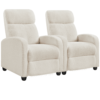 Yaheetech 2pcs Upholstered Boucle Recliner Adjustable Reclining Chair w/ Pocket Spring, Ivory