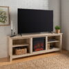 Woven Paths Open Storage Fireplace TV Stand for TVs up to 80", White Oak