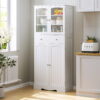 Homfa Tall Kitchen Pantry with 4 Doors, Free Standing Storage Cabinet for Dining Room, White