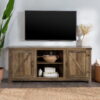 Woven Paths Modern Farmhouse Barn Door TV Stand for TVs up to 65", Reclaimed Barnwood
