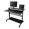 Stand Up Desk Store Rolling Adjustable Height Two Tier Standing Desk Computer Workstation (Black Frame/Black Top, 48" Wide)