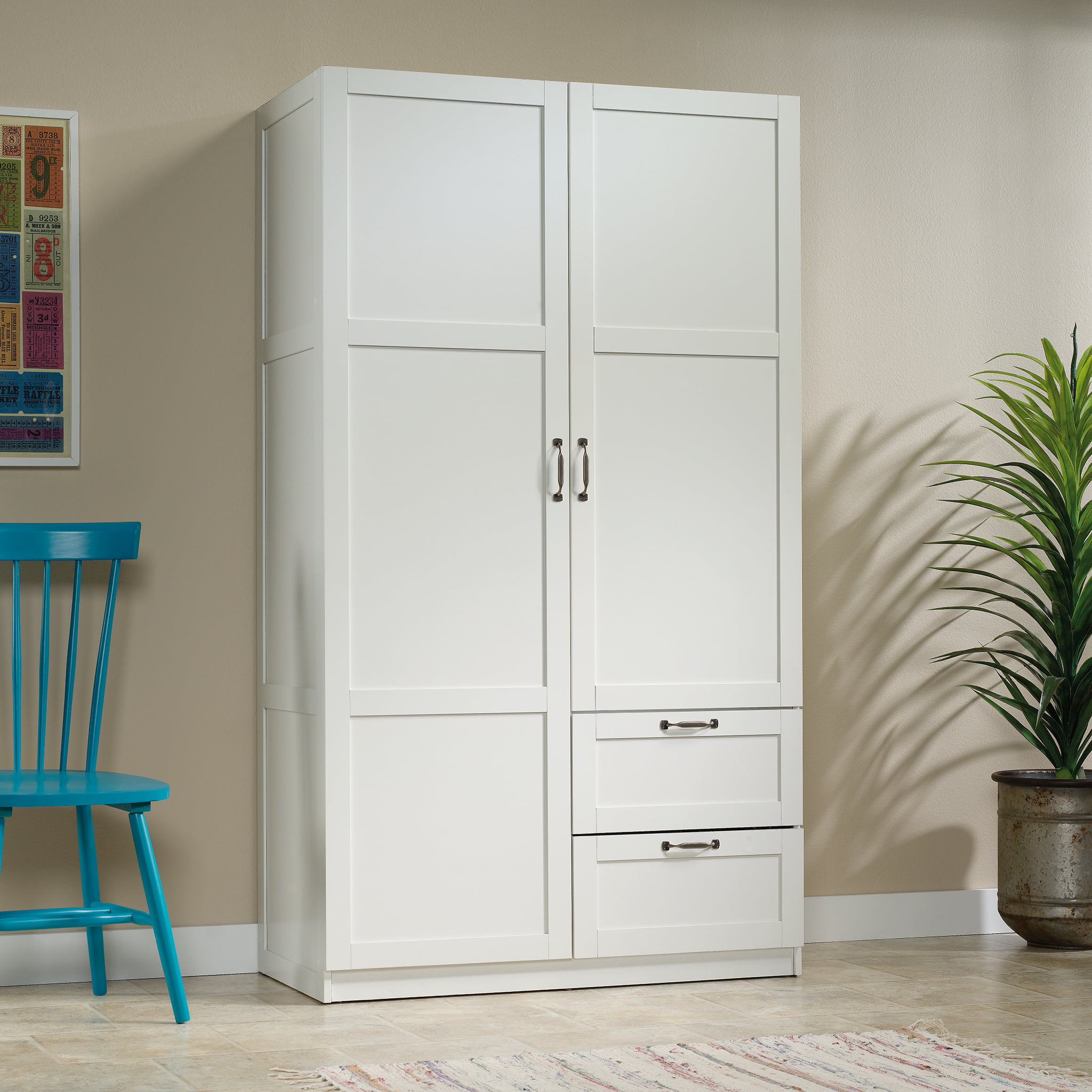 Sauder Select 40 Wide Wardrobe Storage Cabinet, White Finish