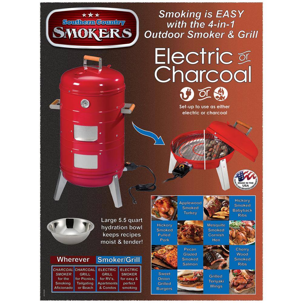 Americana 4-in-1 Dual Fuel Smoker and Grill - Red-Model 5035U4.511