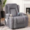 Best Choice Products Electric Power Lift Linen Recliner Massage Chair Furniture w/ USB Port, Heat, Cupholders - Blue