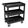 H Wilson EC111HD-B Heavy Duty EC Series 18 in. W x 35 in. L 3-Tub Shelf Utility Cart, Black