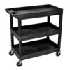 Luxor EC111-B 18 in x 35 in 3-Shelf Plastic Tub Cart, Black