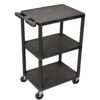 Luxor HE42-B HE 24 in. 3-Shelf Utility Cart in Black