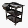 LUXOR EC111-B-OUTRIG Black 3-Shelves 32"x18" Tub Cart with Outrigger Utility Cart Bins