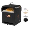 Wildaven NBYBKN220511005 14.7 in. 4 in 1 Charcoal Fired Outdoor Pizza Oven 2-Layer Detachable Outside Ovens, Black