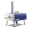 BOZTIY PSL001-BL@1 13 in. Wood/Propane/Charcoal/Pellet Combo Outdoor Pizza Oven in Blue