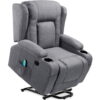 Best Choice Products Electric Power Lift Linen Recliner Massage Chair Furniture w/ USB Port, Heat, Cupholders - Gray