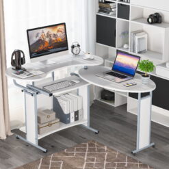 L-Shaped Computer Desk, TribeSigns Rotating Corner Desk & Modern Office Study Workstation for Home Office or Living Room