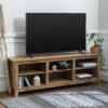 Woven Paths Open Storage TV Stand for TVs up to 80", Barnwood