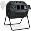 Costway GT3654 43 Gal. Black Composting Tumbler Compost Bin with Dual Rotating Chamber
