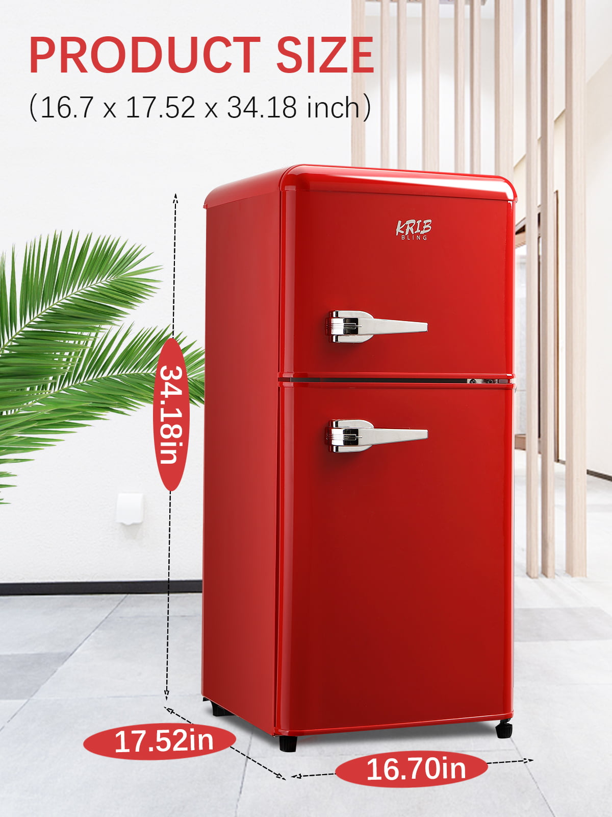 Krib Bling 3.5Cu.ft Compact Refrigerator with 7 Level Thermostat