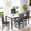 Syngar 5 Piece Dining Set, Modern Dining Table and Chairs Set for 4, Kitchen Dining Table Set with Faux Marble Tabletop and 4 Velvet Fabric Upholstered Chairs, for Small Space, Breakfast Nook, D9297