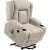 Best Choice Products Electric Power Lift Linen Recliner Massage Chair Furniture w/ USB Port, Heat, Cupholders - Greige
