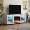 Ameriwood Home Lumina Deluxe Fireplace TV Stand for TVs up to 70", White Plaster
