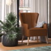 Queer Eye Wynn Wingback Chair, Camel Faux Leather