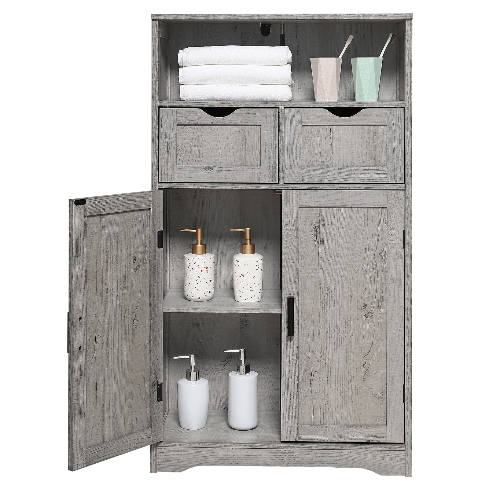 Iwell Storage Cabinet, Bathroom Storage Cabinet with Door and Adjustable  Shelf, 3 Drawers Dresser for Bedroom, Kitchen Storage Cabinet, Accent  Cabinet