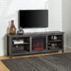 Woven Paths Open Storage Fireplace TV Stand for TVs up to 80", Charcoal