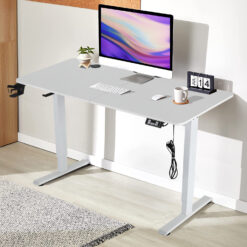 NiamVelo 55in Electric Standing Desk Height Adjustable Gaming Desk Office Desk with Control Panel,White